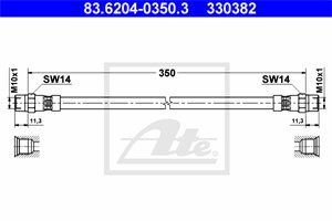 Bromsslang, Bak, MERCEDES-BENZ HECKFLOSSE [W111, W112], S-KLASS Sedan [W108, W109], 000 428 58 35, A 000 428 58 35