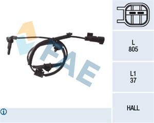 ABS-givare, Sensor, hjulvarvtal, Framaxel, OPEL INSIGNIA A, INSIGNIA A Sedan, INSIGNIA A Sports Tourer, SAAB 9-5, 12 848 538, 1235053, 1