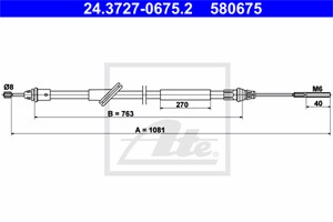 Vajer, parkeringsbroms, Fram, FORD MAVERICK, 4531049, 4548078, 4660149, 4691068, 5L84-2853-AB, 5L84-2853-BB