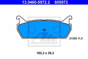 Bromsbeläggsats, Bakaxel, DAIHATSU,MAZDA,SUZUKI, 04492-87101-000, 04492-87102-000, 55800-62G01, 55800-62G11, BWYH-26-43Z, E0Y8-26-43ZA,