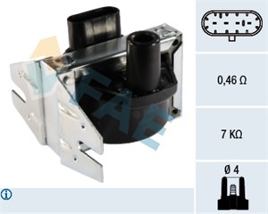 Tändspole, FIAT PANDA, PANDA Skåp/halvkombi, TEMPRA, TEMPRA S.W., TIPO, UNO, LANCIA Y10, 2055FW, 31250-0H020, 7582152, 7663177, 7698431,