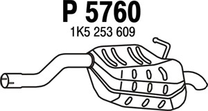 Bakre ljuddämpare, Bak, SKODA OCTAVIA II, OCTAVIA Combi II, 1K5253609, 1K5253609A