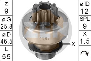 Frihjulsväxel, startmotor, CITROËN,FIAT,LANCIA,PEUGEOT,RENAULT