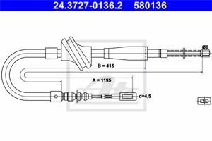 Vajer, parkeringsbroms, Vänster bak, AUDI 80 B2 Sedan, 90 B2, COUPE B2, 811 609 721 A, 811 609 721 B, 811 609 721 C, 811 609 721 H, 811