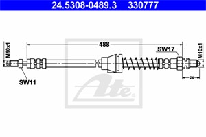 Bromsslang, Fram, Höger, FORD KA, KA Van, 1029545, 1035270, 97KB-2078-CB