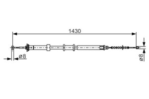 Vajer, parkeringsbroms, Fram, Höger, Mitt, FORD FIESTA VI, FIESTA Van VI, KA, 1541338, 9S512A603AA