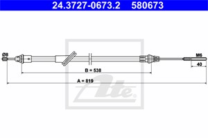 Vajer, parkeringsbroms, Fram, FORD MAVERICK, 3L84-2853-AA, 4086099, 4532485, YL8Z-2853-AA