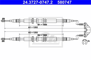 Vajer, parkeringsbroms, Bak, OPEL,VAUXHALL, 24436451, 5 22 650, 5 22 656, 9127787