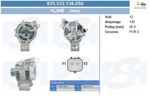 Generator, JEEP CHEROKEE, GRAND CHEROKEE II, GRAND CHEROKEE III, 5170746AA, 56041693AA, 56041693AB, 56041693AC