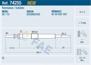 Glödstift, DACIA,NISSAN,RENAULT, 11065-00Q0E, 82 00 682 592, 8200682592