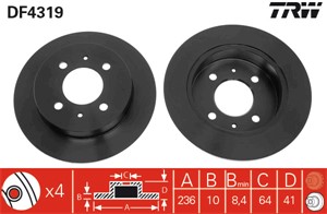 Bromsskiva, Bakaxel, MITSUBISHI,PROTON, MB857762, MB857763, MR249357