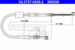 Vajer, parkeringsbroms, Vänster bak, FIAT PUNTO, PUNTO Cabriolet, PUNTO Van, 7747332
