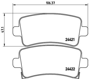 Bromsbeläggsats, Bakaxel, BENTLEY,BUICK,CHEVROLET,OPEL,SAAB,VAUXHALL, 13237765, 13237768, 13343450, 13365958, 1605103, 1605130, 1605221,