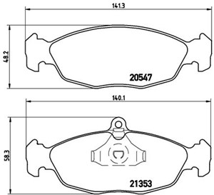 Bromsbeläggsats, Framaxel, CHEVROLET,DAEWOO,JAGUAR,OPEL,VAUXHALL, 11046148, 11046948322, 11046948372, 1605087, 1605455, 1605810, 1605824