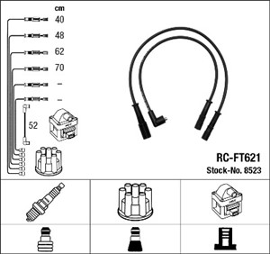 Tändkabelsats, FIAT PANDA, PANDA Skåp/halvkombi, RITMO, TIPO, UNO, LANCIA Y10, 76 91 32 7, 7691327