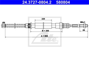 Vajer, parkeringsbroms, Vänster bak, PEUGEOT 405 I, 405 II, 405 Break I, 405 Break II, 4745 73