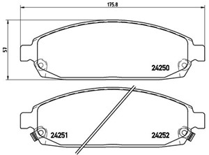 Bromsbeläggsats, Framaxel, JEEP COMMANDER, COMMANDER VAN, GRAND CHEROKEE III, 05080868AA, 05080868AB, 05080868AC, 5080868AA, 5080868AB,