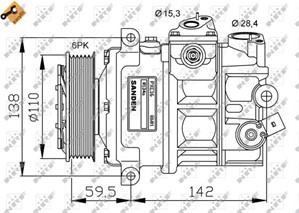 Kompressor, klimatanläggning, AUDI,SEAT,SKODA,VW, 1K0260859F, 1K0820803E, 1K0820803F, 1K0820803G, 1K0820803H, 1K0820803J, 1K0820803K, 1K