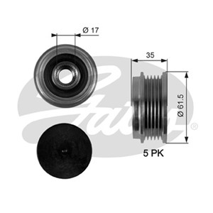 Frihjulskoppling, generator, AUDI A4 B5, A4 B5 Avant, A6 C5, A6 C5 Avant, SKODA SUPERB I, VW PASSAT B5.5, PASSAT B5.5 Variant, 038903119