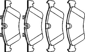 Bromsbeläggsats, Framaxel, MERCEDES-BENZ E-KLASS [W211], E-KLASS T-Model [S211], GL-KLASS [X164], M-KLASS [W164], 004 420 40 20, 164 420