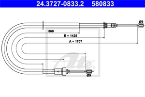 Vajer, parkeringsbroms, Bak, PEUGEOT 206 CC, 206 Halvkombi, 206 Sedan, 206 SW, 4745 N5
