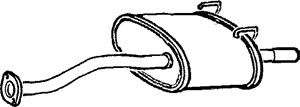 Bakre ljuddämpare, Bak, HONDA CIVIC Fastback VI, CIVIC Hatchback VI, 18030-SO3E10, 18031-SR3506, 18307-SR3J42