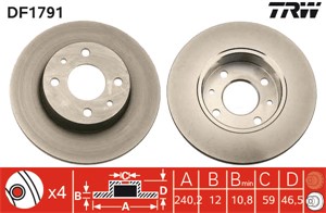 Bromsskiva, Framaxel, FIAT,LANCIA, 5961814, 71738423