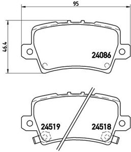 Bromsbeläggsats, Bakaxel, HONDA CIVIC Hatchback VIII, 43022SMGE00, 43022SMGE01, 43022SMGE02, 43022SMGE03, 43224SMGE01