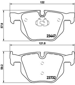 Bromsbeläggsats, Bakaxel, BMW X5 [E70, F15, F85], X6 [E71, E72, F16, F86], 34216776937, 34216857108, 34216868497