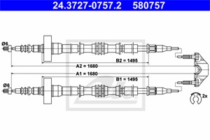 Vajer, parkeringsbroms, Bak, OPEL ZAFIRA A Minibus, minivan, VAUXHALL ZAFIRA A, 24425112, 5 22 002, 5 22 004, 9223133