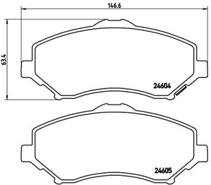 Bromsbeläggsats, Framaxel, CHRYSLER,DODGE,FIAT,JEEP,VW, 00K68029263AA, 068093323AB, 68029263AA, 68044866AC, 68053152AA, 68053152AB, 6809
