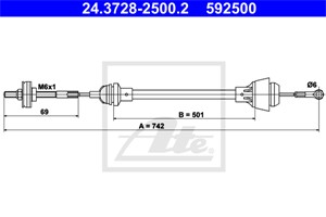 Vajer, koppling, SKODA FELICIA I, FELICIA Kombi I, FELICIA Pick-up I, VW CADDY Pick-up II, 008 039 256, 6U0 721 335