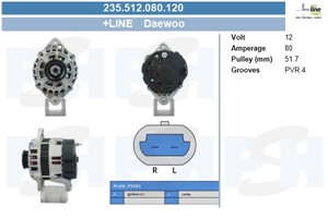 Generator, CHEVROLET AVEO / KALOS Halvkombi, AVEO / KALOS Sedan, DAEWOO KALOS, KALOS Sedan, 96652100