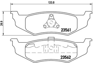 Bromsbeläggsats, Bakaxel, CHRYSLER,DODGE,PLYMOUTH, 04762669, 04863784, 05011630AA, 05011630AB, 05011631AA, 05011631AB, 05011762AA, 05012
