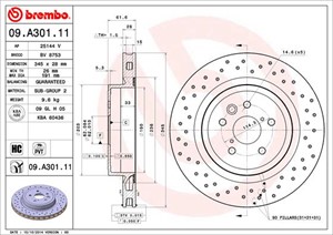 Bromsskiva, Bakaxel, LEXUS IS II, 424310W030