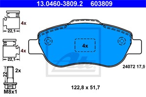 Bromsbeläggsats, Framaxel, FIAT PANDA, PANDA Skåp/halvkombi, 77362689, 77362691