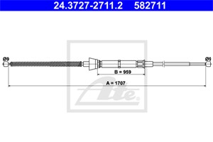 Vajer, parkeringsbroms, Bak, SEAT TOLEDO IV, SKODA RAPID, RAPID Spaceback, 6R0 609 721 H