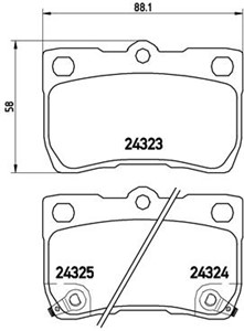 Bromsbeläggsats, Bakaxel, LEXUS GS, IS II, IS C, TOYOTA CROWN, MARK X I, 0446622190, 044662219079, 0446630210, 0446630230, 0446630240, 0