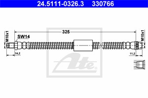 Bromsslang, Bak, Bakaxel, På bromsok, NISSAN,OPEL,RENAULT,VAUXHALL, 44 03 662, 46201-00QAE, 82 00 086 894, 82 00 667 750, 9111662, 93192
