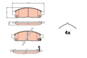 Bromsbeläggsats, Framaxel, MITSUBISHI L200 / TRITON, 4605B233