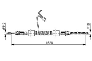 Vajer, parkeringsbroms, Bak, Vänster, FORD TRANSIT Buss, TRANSIT Flak/chassi, TRANSIT Skåp, 4122075, 4331046, YC152 A809 CF, YC152 A809