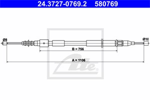 Vajer, parkeringsbroms, Vänster bak, OPEL CORSA C, CORSA C Skåp/halvkombi, VAUXHALL CORSA Mk II, 24443834, 5 22 655