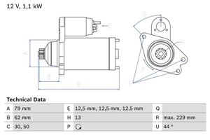 Startmotor, AUDI,SEAT,SKODA,VW, 02M 911 021 H, 02M 911 021 HX