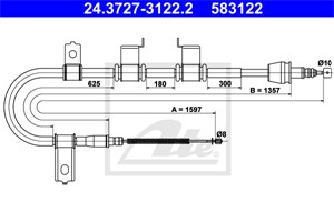 Vajer, parkeringsbroms, Vänster bak, HYUNDAI GETZ, 59760-1C800