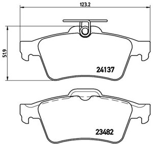 Bromsbeläggsats, Bakaxel, CADILLAC,CITROËN,DAIMLER,FORD,JAGUAR,MAZDA,OPEL,PONTIAC,RENAULT,SAAB,VAUXHALL,VOLVO, 1233679, 1324300, 1332209