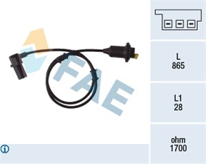 ABS-givare, Sensor, hjulvarvtal, Bakaxel, båda sidor, MERCEDES-BENZ A-KLASS [W168], VANEO [414], 168 540 03 17