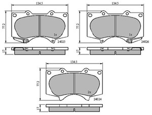 Bromsbeläggsats, Framaxel, LEXUS GX, MITSUBISHI PAJERO IV, PAJERO Van IV, TOYOTA FJ CRUISER, HILUX Pick-up VII, LAND CRUISER PRADO, 0446