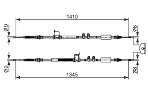 Vajer, parkeringsbroms, Mitt, FORD ECOSPORT, 1801942, 1850157, CN152A603AB
