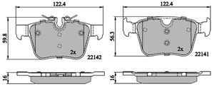 Bromsbeläggsats, Bakaxel, JAGUAR,LAND ROVER,VOLVO, 31445621, 31445622, 31471265, 31471266, 32233035, LR061385, LR090707, LR110327, T2H74