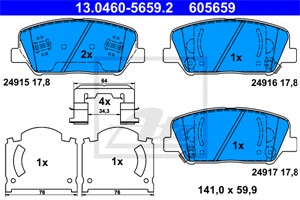 Bromsbeläggsats, Framaxel, HYUNDAI,KIA, 58101-2TA61, 58101-A6A70, 58101-A7A20